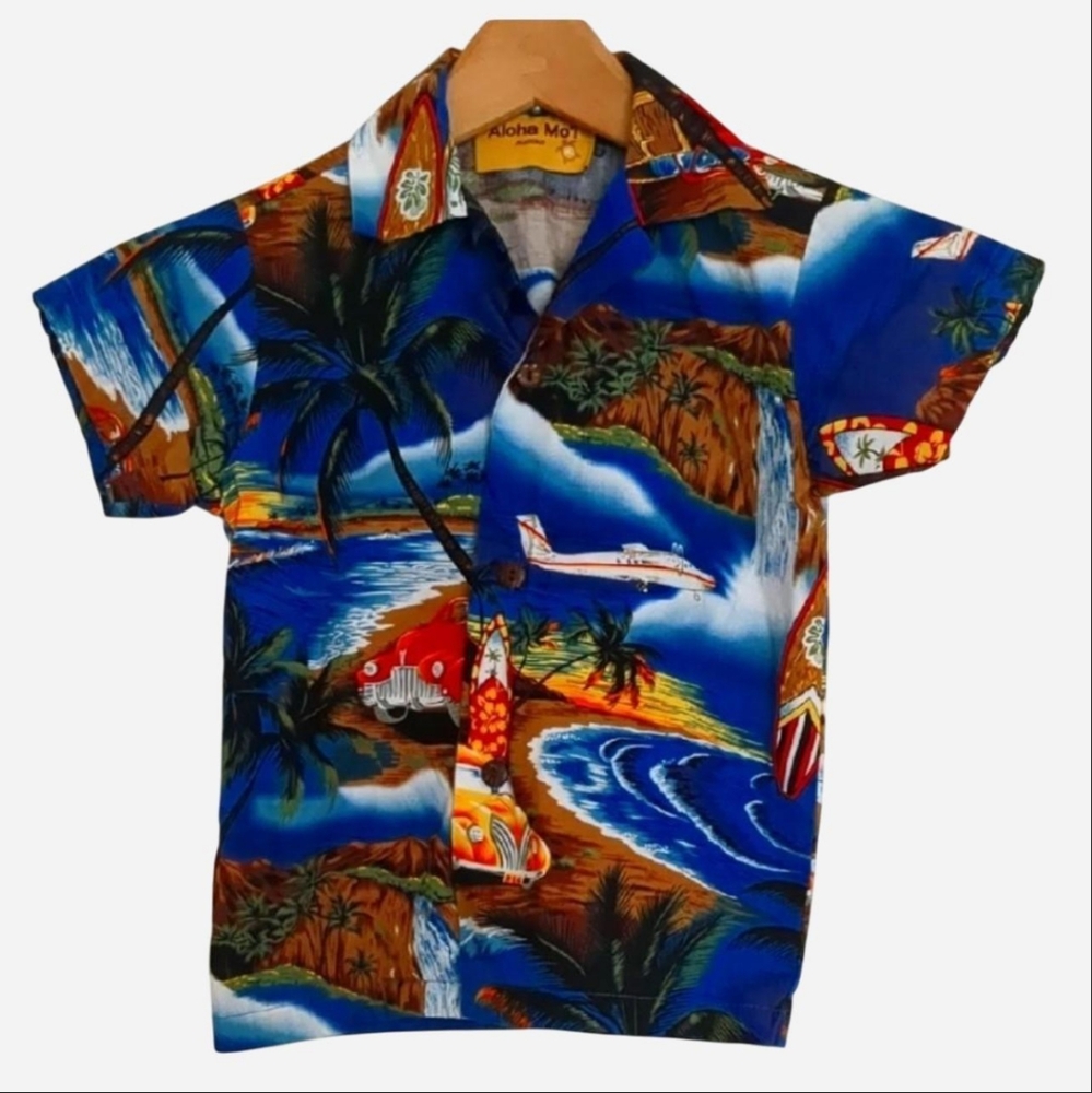 Authentic Hawaiian Style Aloha Moi Boys Shirt Size 4 Like New Condition!